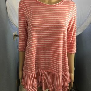 Vision Top Striped Coral and White Size S